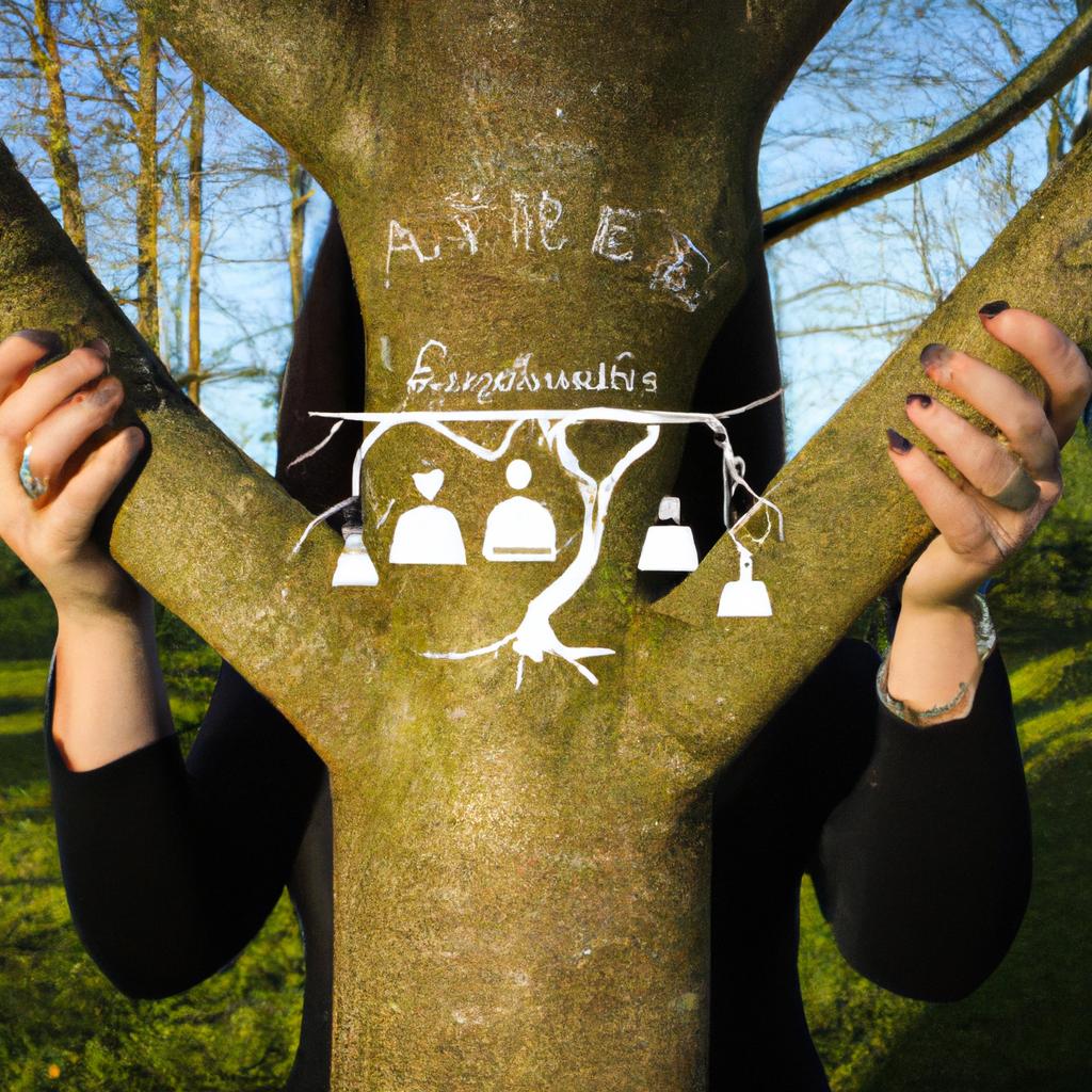 Person holding a family tree