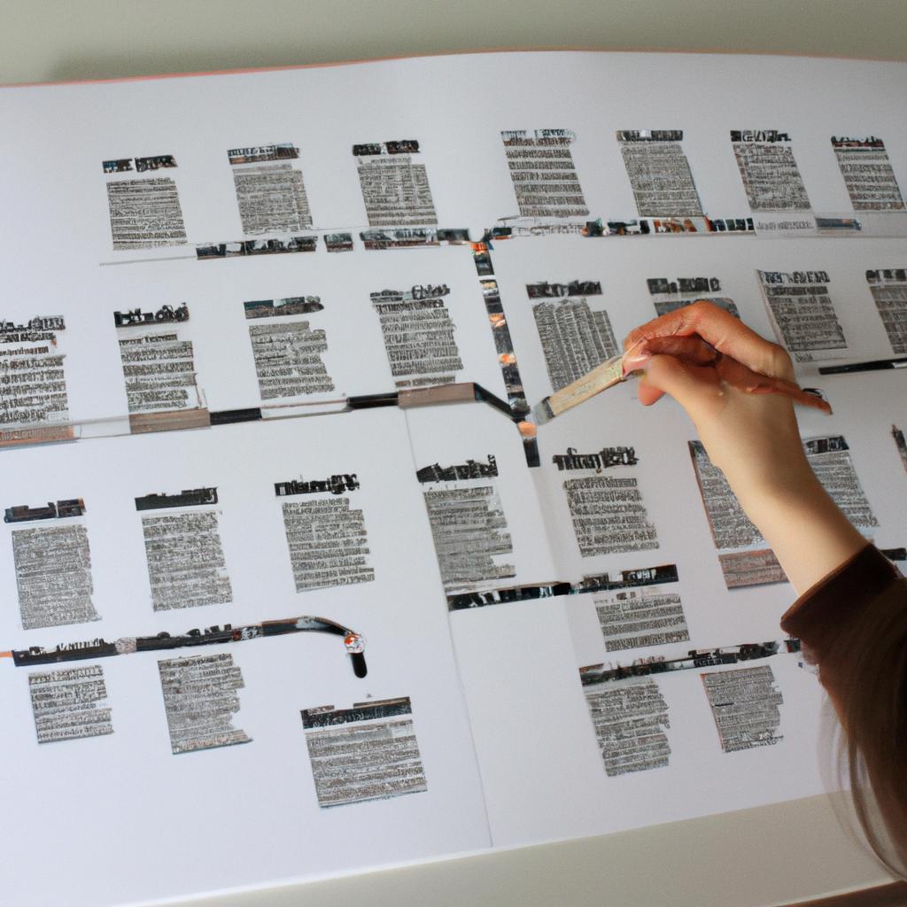 Person studying family tree diagram